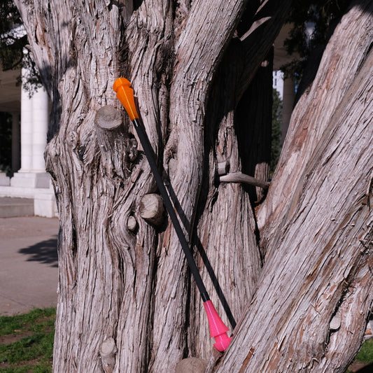 Gon Staff with Orange and Pink Gon Hubs sitting in a tree